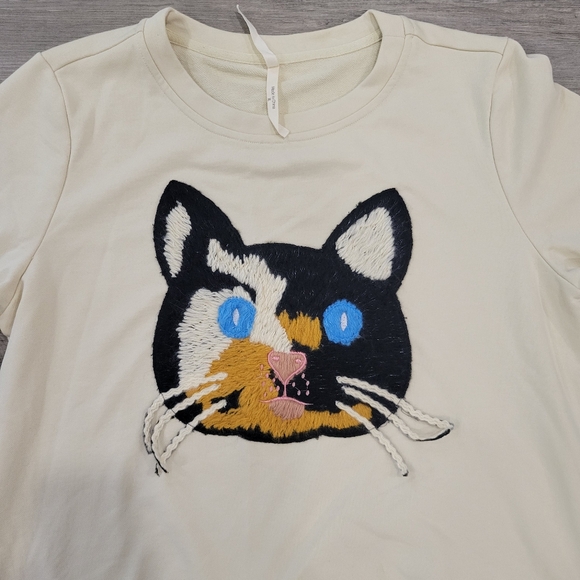 Teeberry & Weave Unique Embroidered Cat Crew Neck Pull Over Size XL - Picture 4 of 14